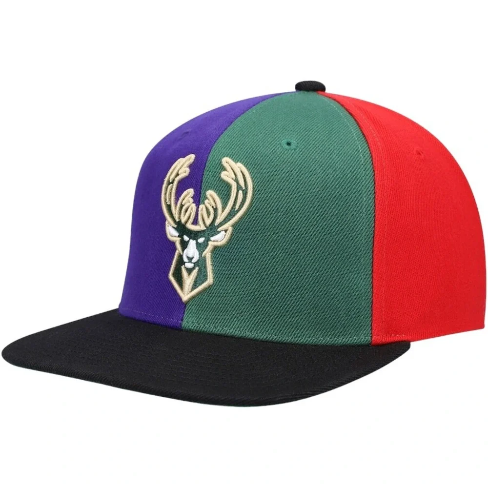 Mitchell & Ness Milwaukee Bucks NBA Pinwheel Stripe Adjustable Snapback Hat OSFM